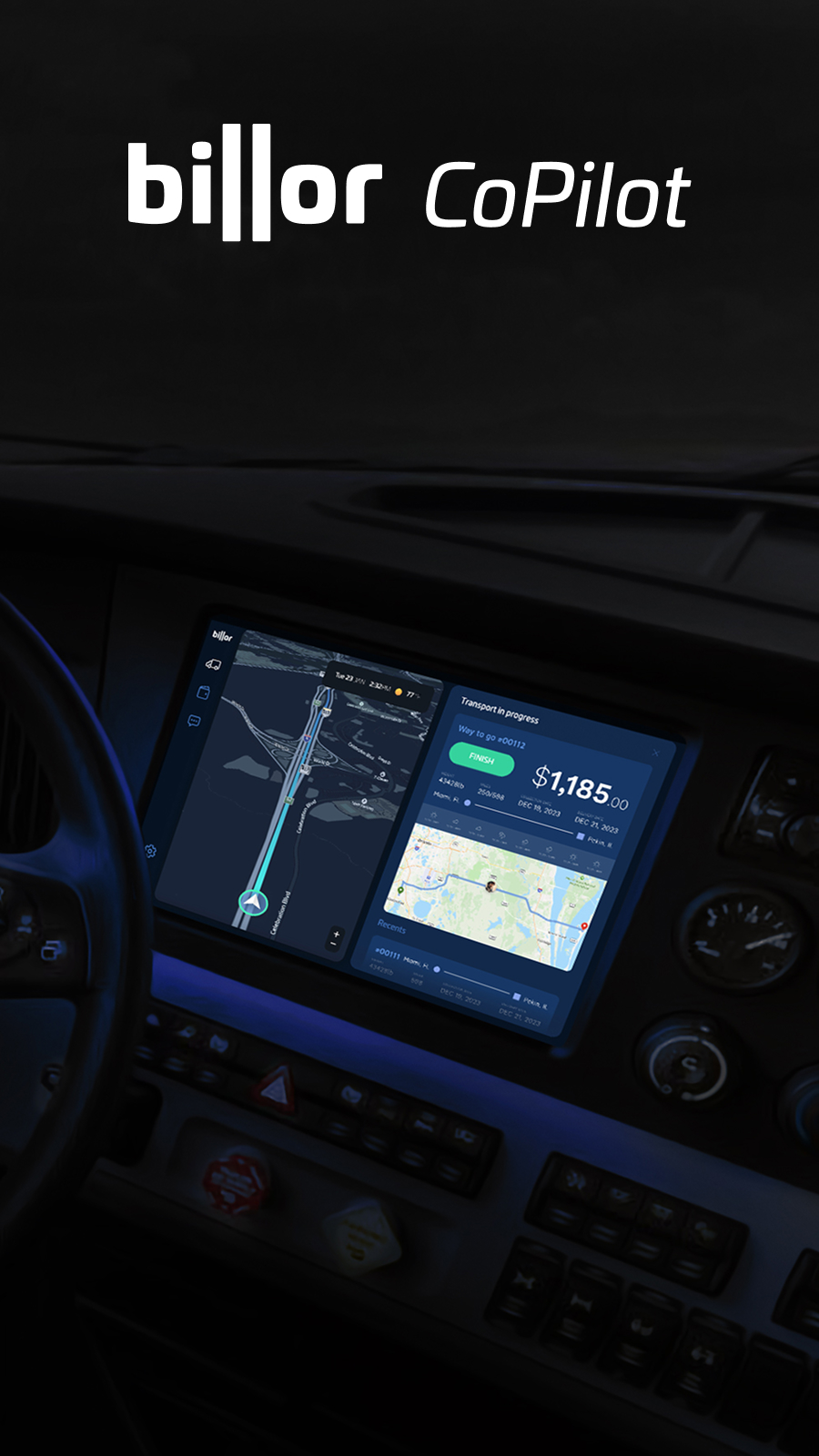 Logistics dashboard photograph with technician